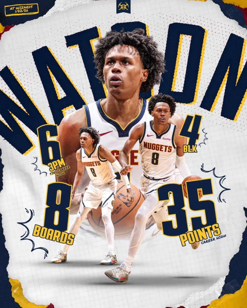 开云Kaiyun官网入口-掘金分享沃特森本场比赛数据海报，本场贡献35分8板4助